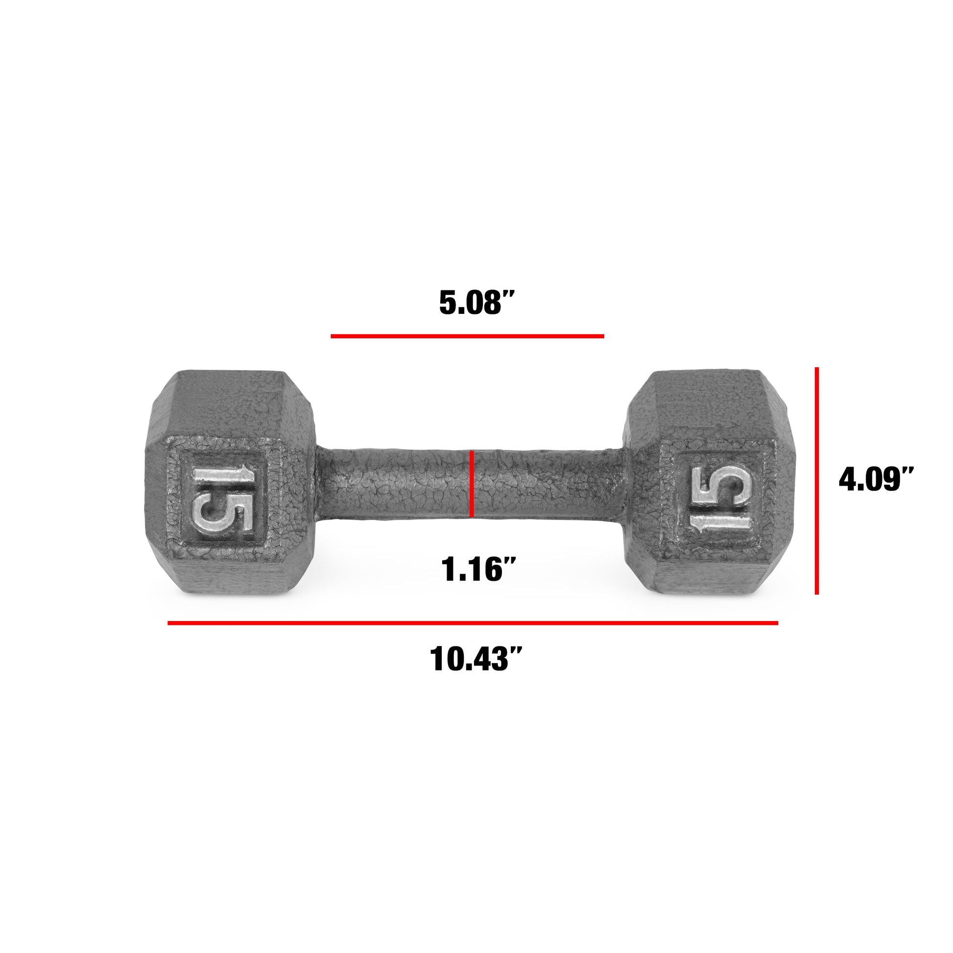 Barbell Cast Iron Dumbbell Weights, 15 Lbs., Pair